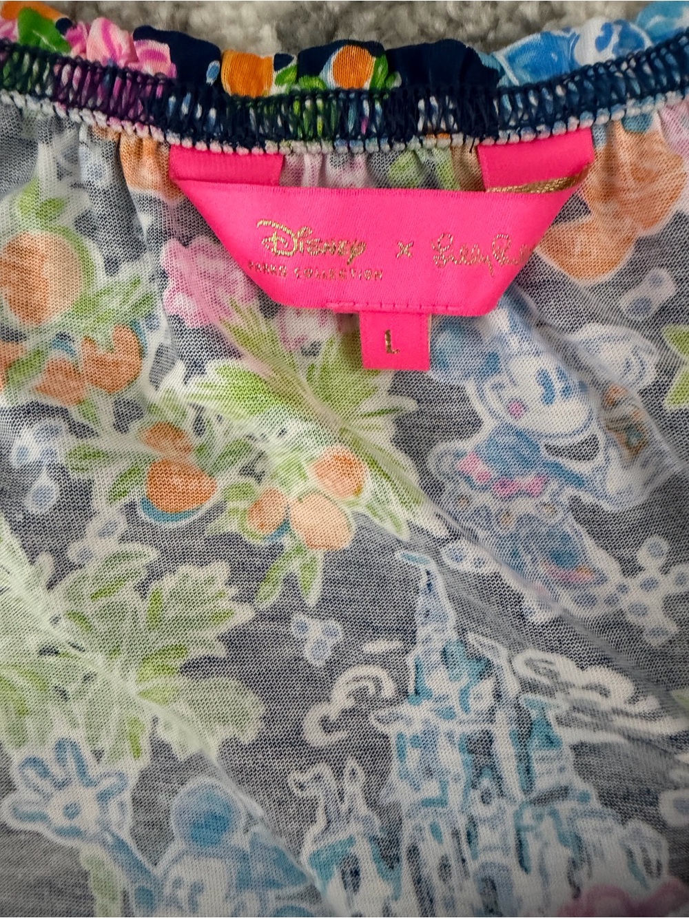 Lilly Pulitzer Disney Navy Floral Sleeveless Romper Dress - Picture 3 of 5